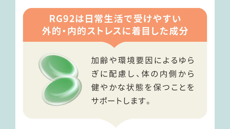 RG92は日常生活で受けやすい外的・内的ストレスに着目した成分